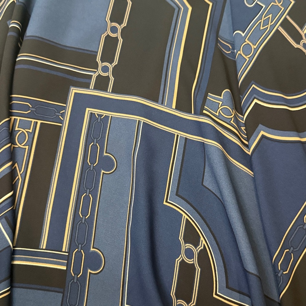 Ann Taylor Navy Geometric A-Line Skirt 8 petite - Picture 3 of 6